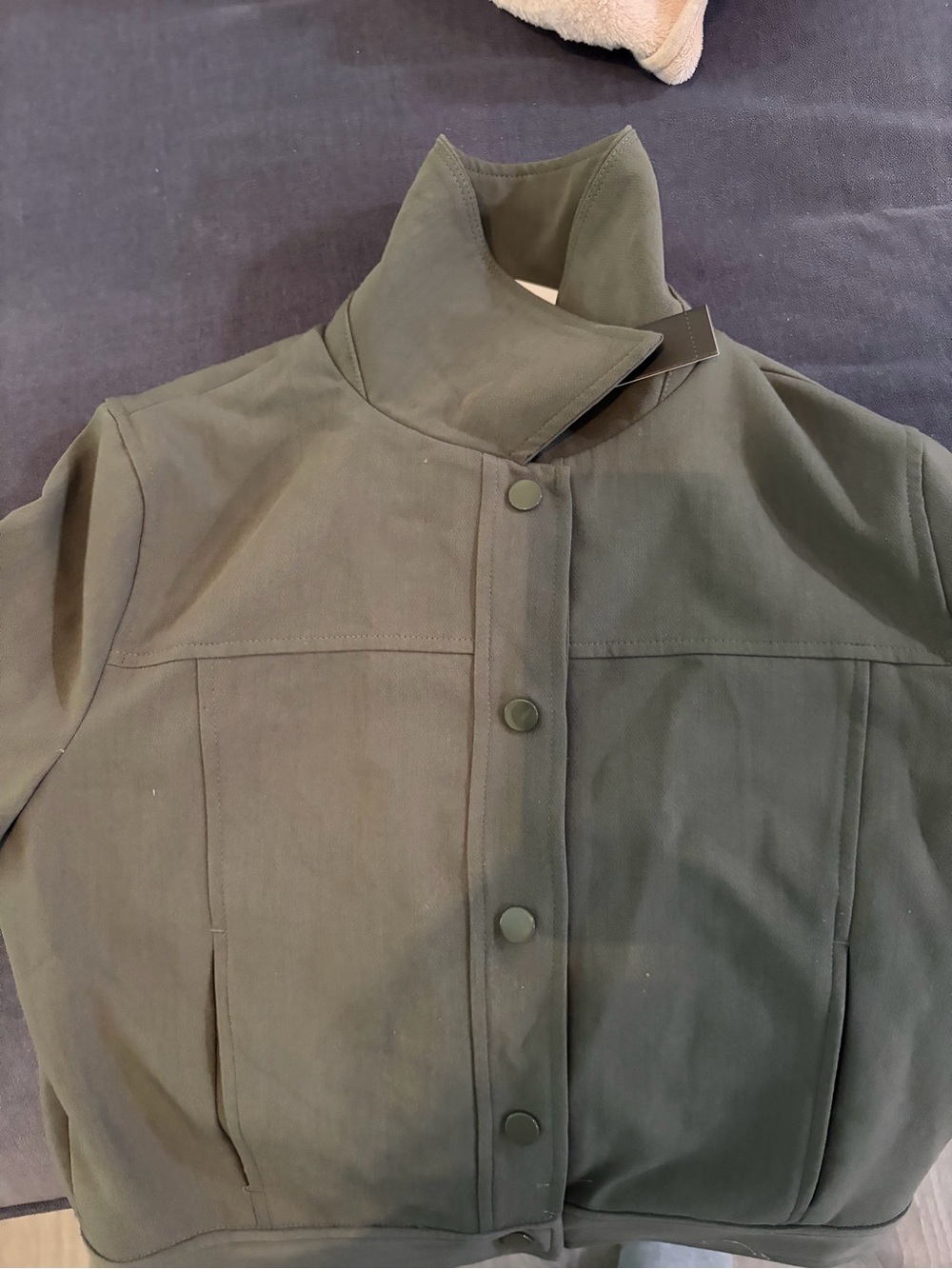 Tahari Olive Utility Snap-Front Jacket